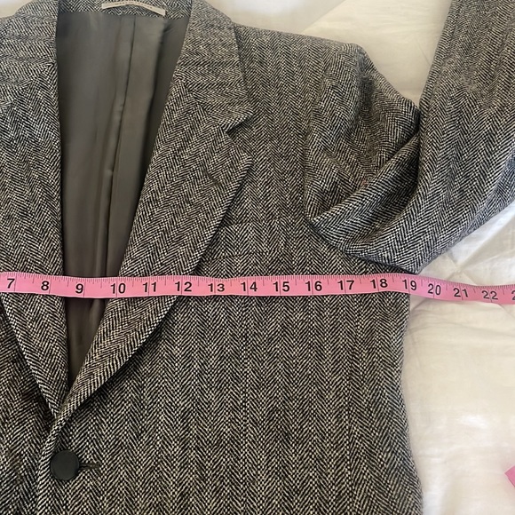 YVES SAINT LAURENT Jimmy Au’s VINTAGE Grey Herringbone Tweed Blazer Size 10 - Picture 14 of 16